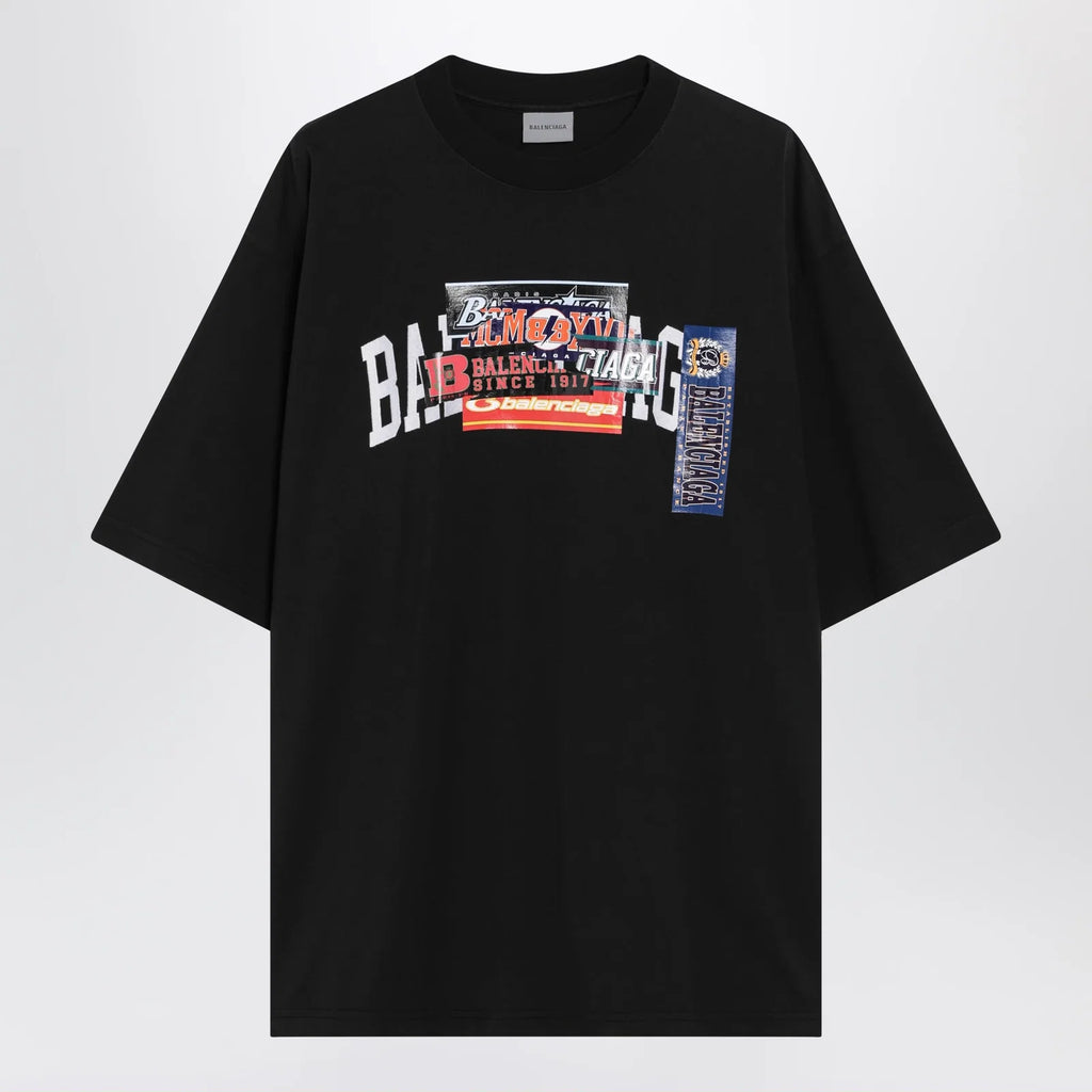 Balenciaga Bumper Stickers medium-fit cotton T-shirt in black