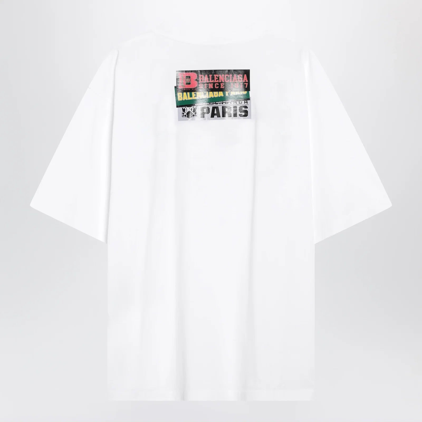 Balenciaga Bumper Stickers medium-fit cotton T-shirt in white
