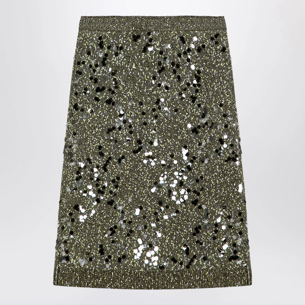 GUCCI Dark green viscose and tweed blend skirt