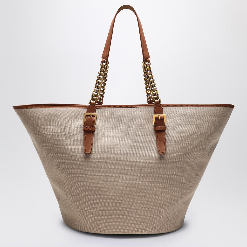 Saint Laurent Desert-coloured shoulder bag in canvas and leather