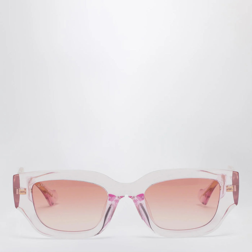 GUCCI Rectangular pink/transparent sunglasses