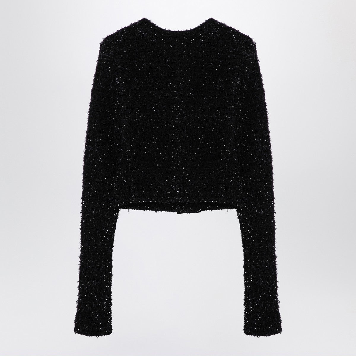 Balenciaga Black cotton blend tweed cropped cardigan