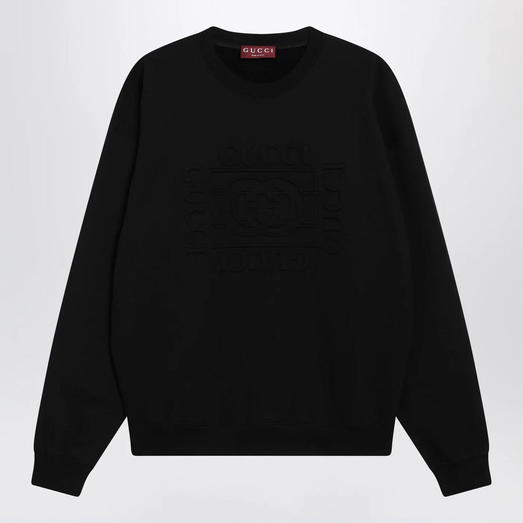 GUCCI Black brushed cotton jersey sweatshirt