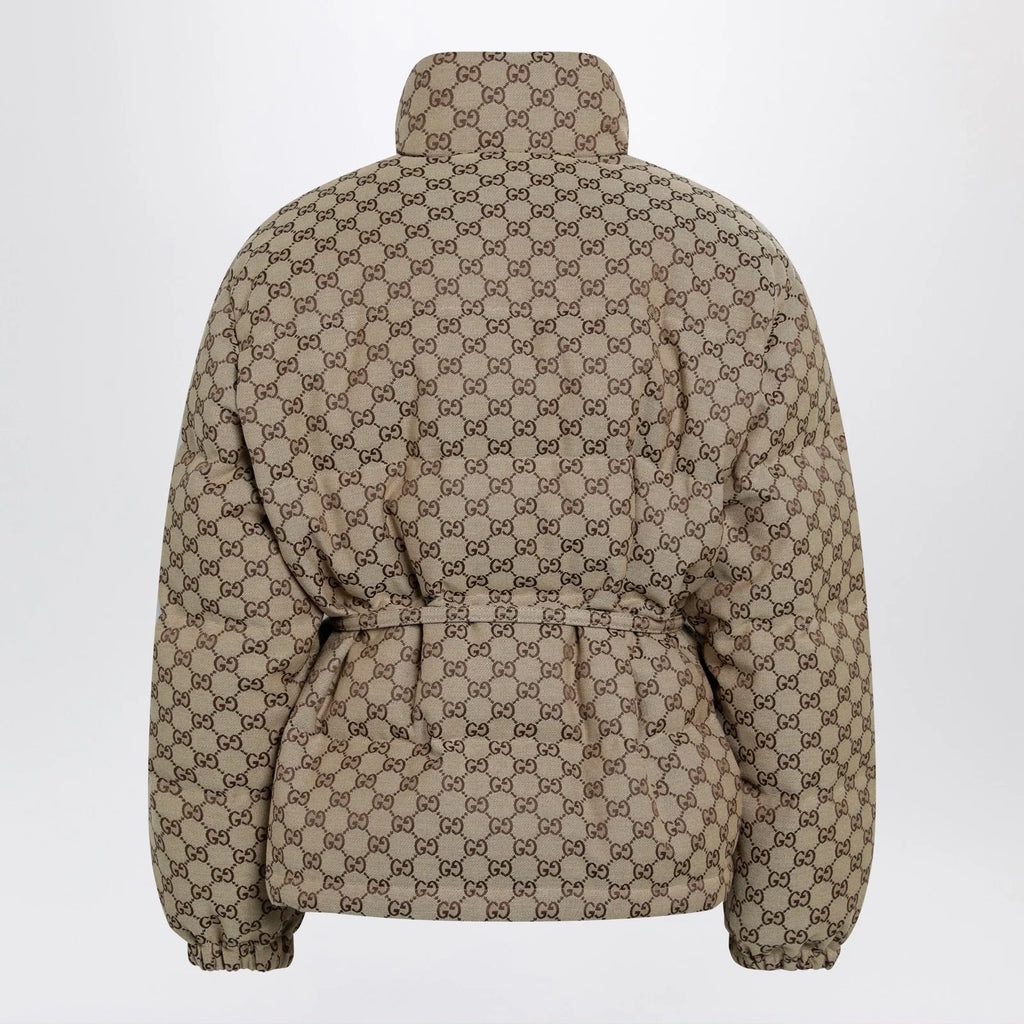 GUCCI Belted jacket in beige GG fabric