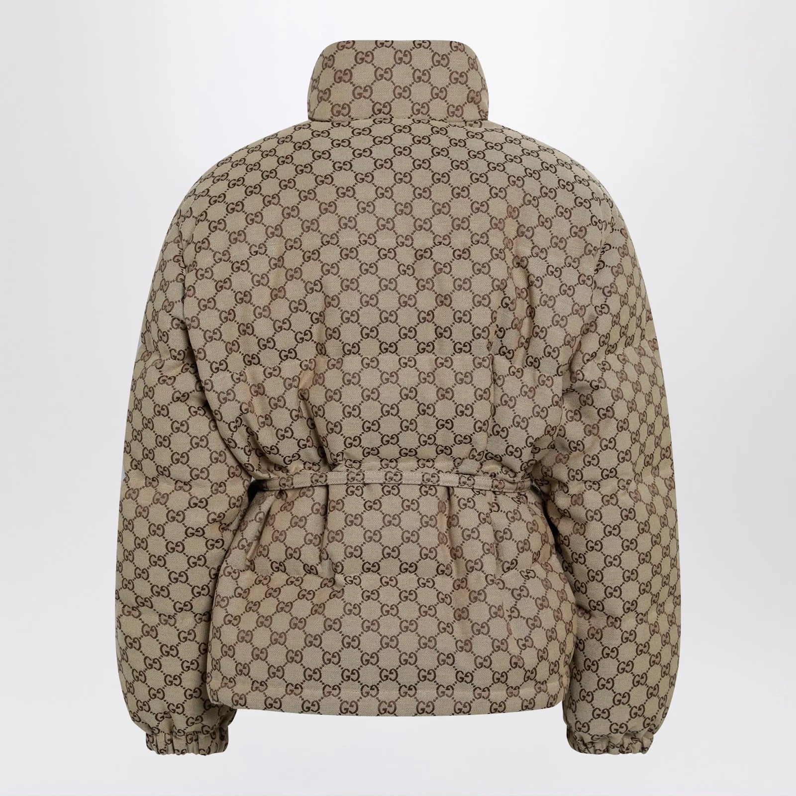 GUCCI Belted jacket in beige GG fabric