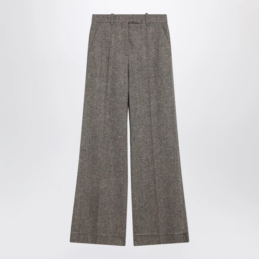 Valentino Ivory/brown patterned wool trousers