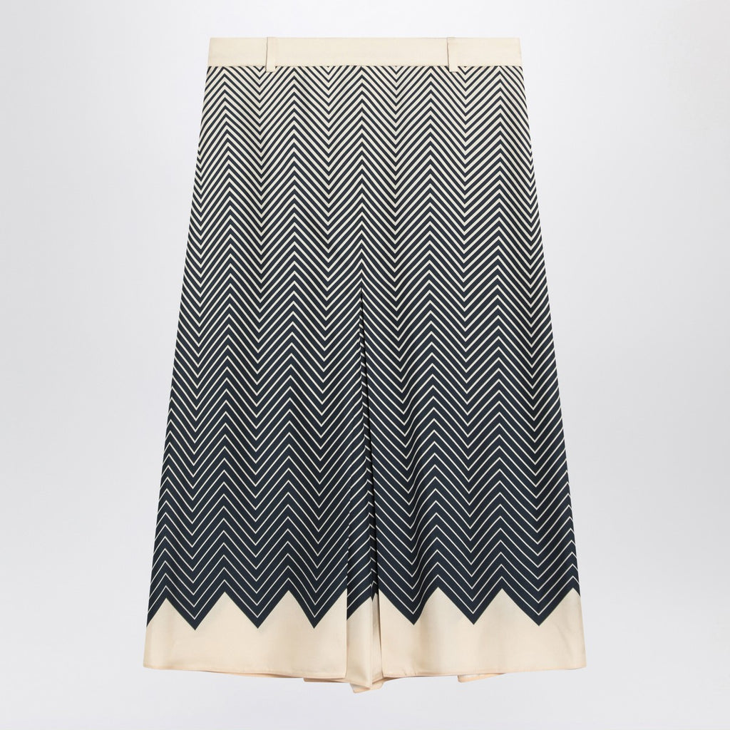 Valentino Blue/ivory silk skirt