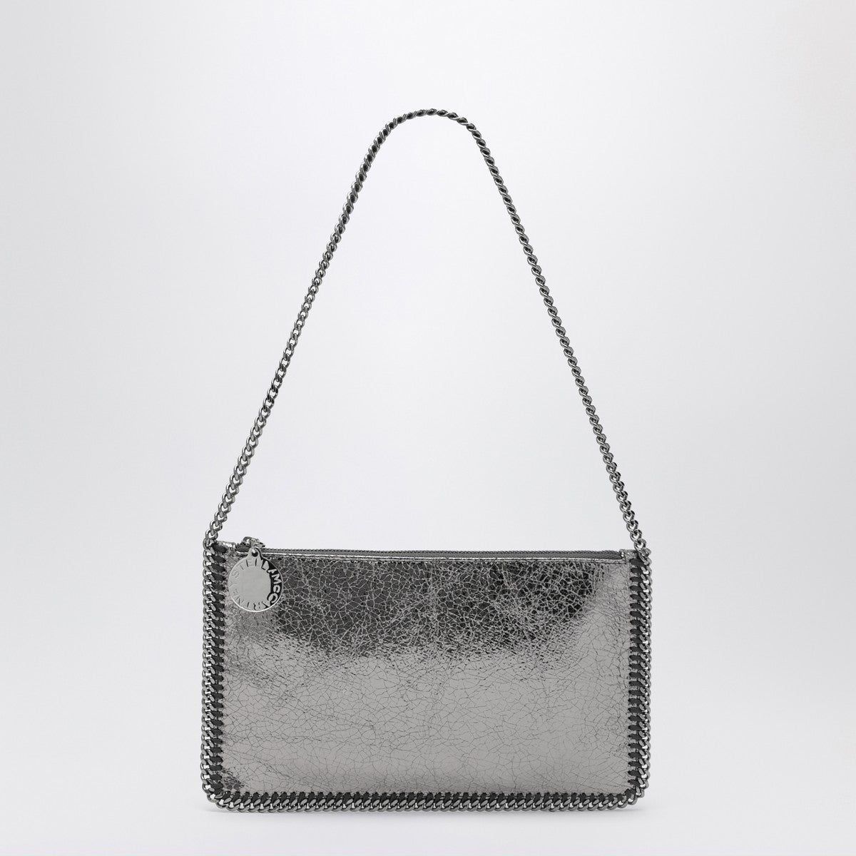 Stella McCartney Falabella Grey Metallic Clutch Shoulder Bag