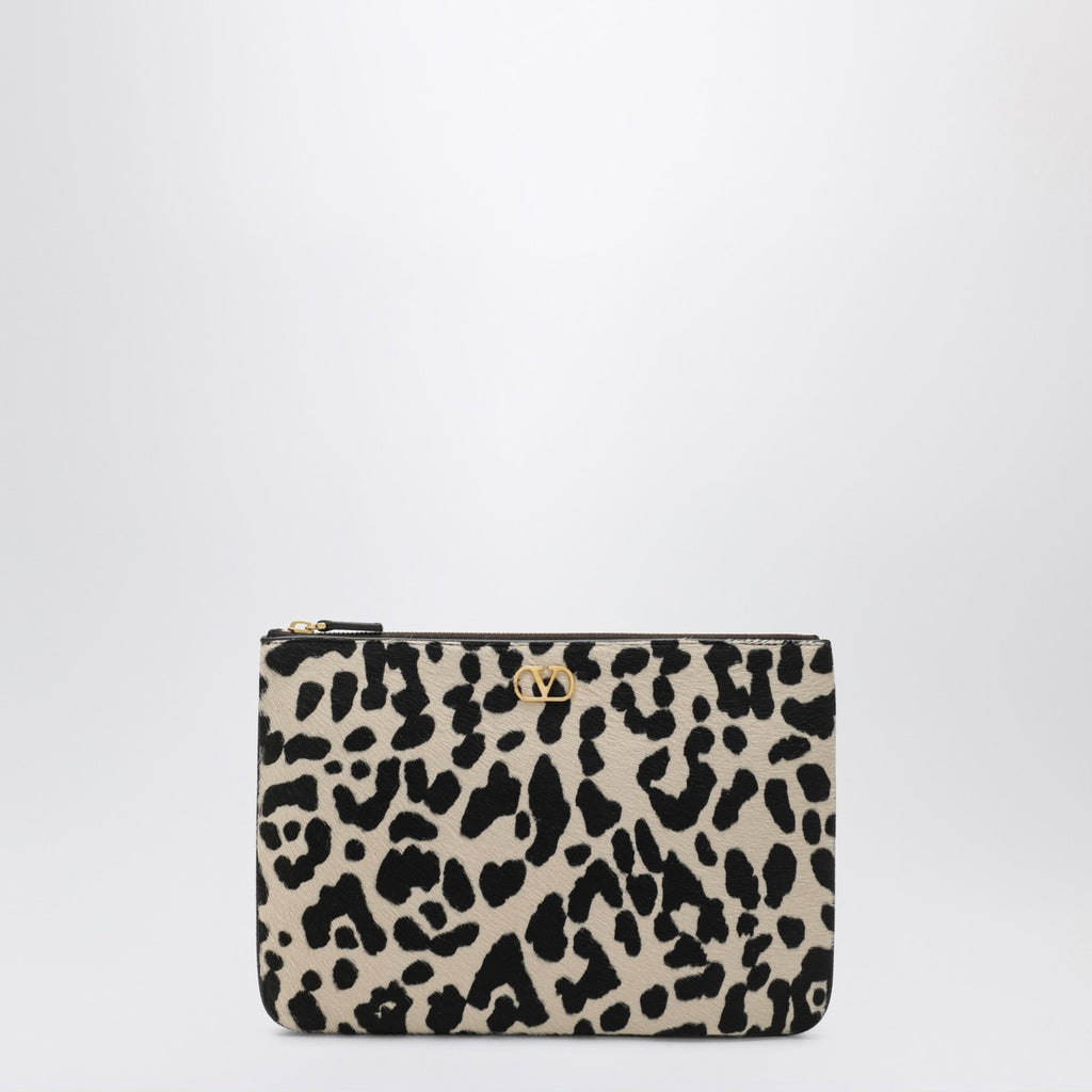 Valentino Garavani Animal-print pony-effect VLogo Signature pouch