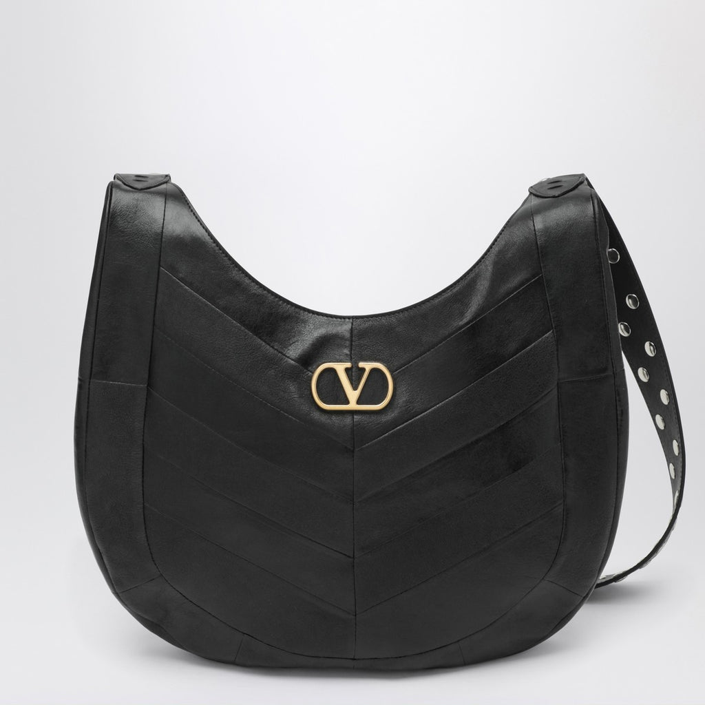 Valentino Garavani Medium Hoboho bag in black chevron-pattern nappa