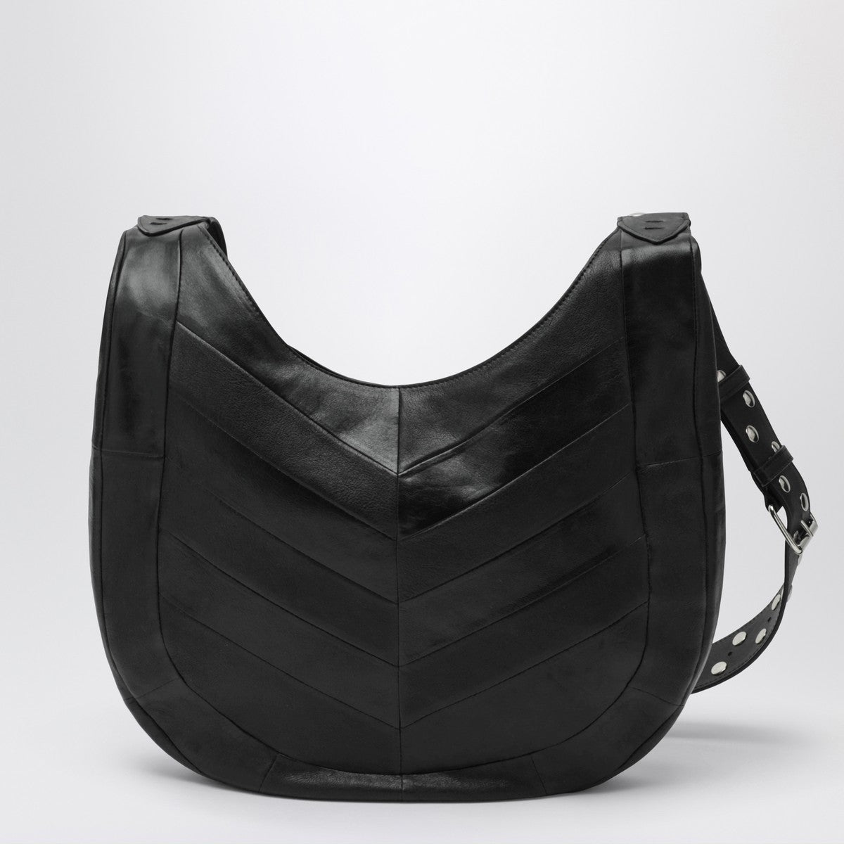 Valentino Garavani Medium Hoboho bag in black chevron-pattern nappa