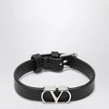 Valentino Garavani VLogo Signature bracelet in grained calfskin leather, black