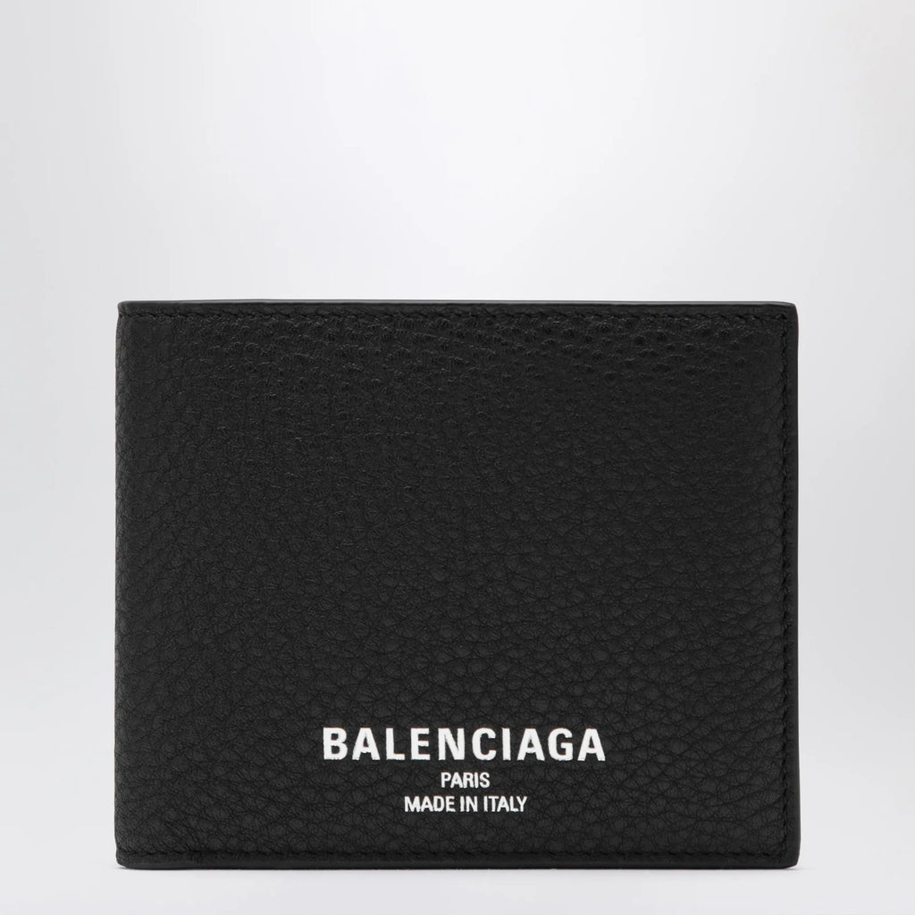 Balenciaga Black grained leather card holder with logo