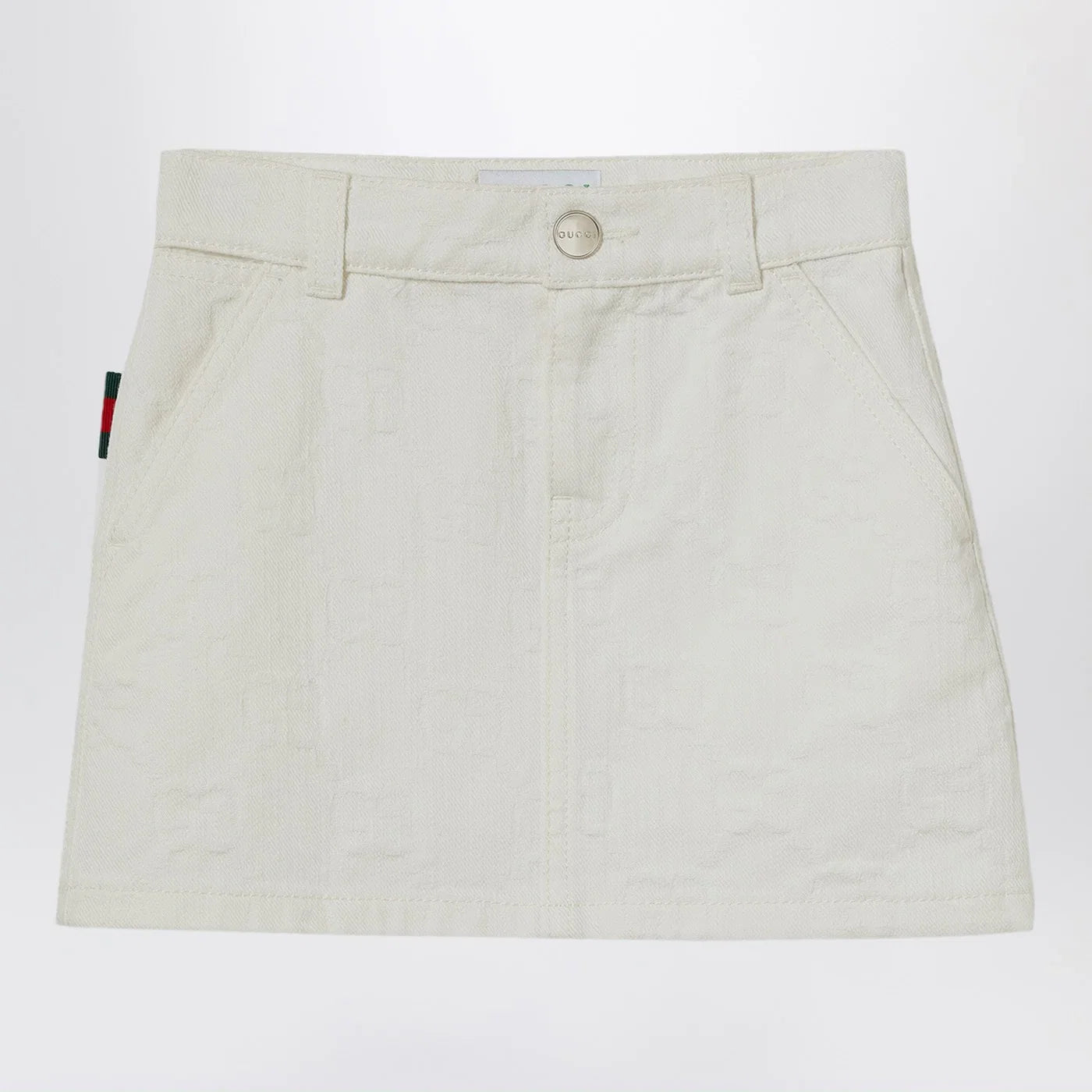 GUCCI White denim GG jacquard skirt