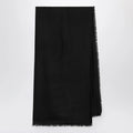 GUCCI Black wool and silk GG jacquard shawl