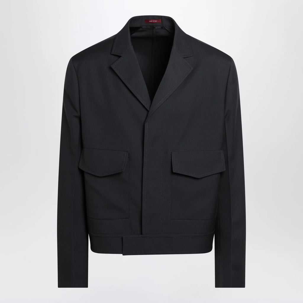 GUCCI Dark grey jacket in wool gabardine