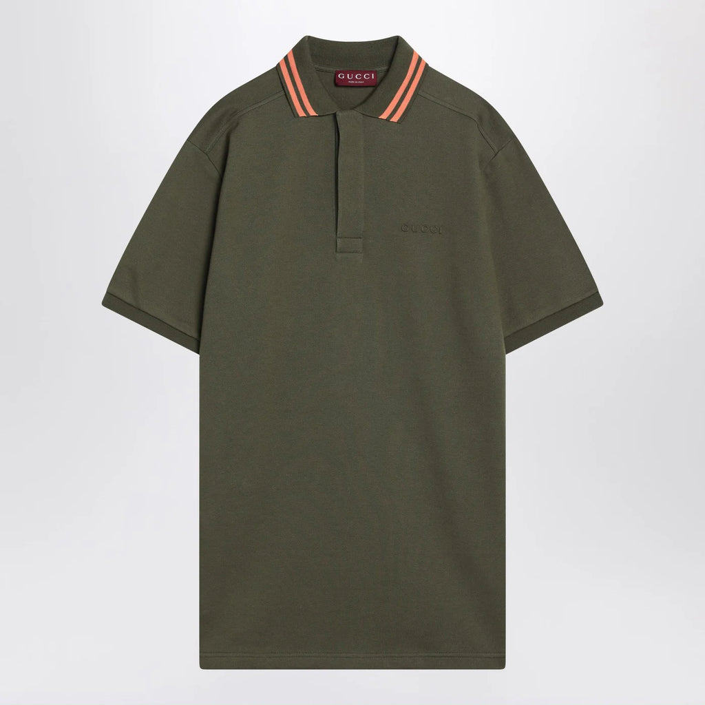 GUCCI Moss green polo in cotton blend