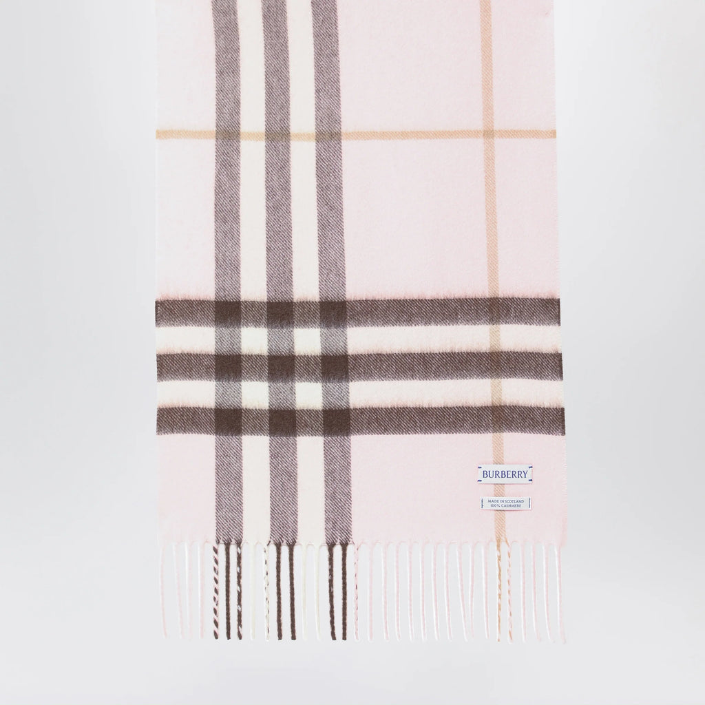 Burberry Pink cashmere scarf with a checked pattern