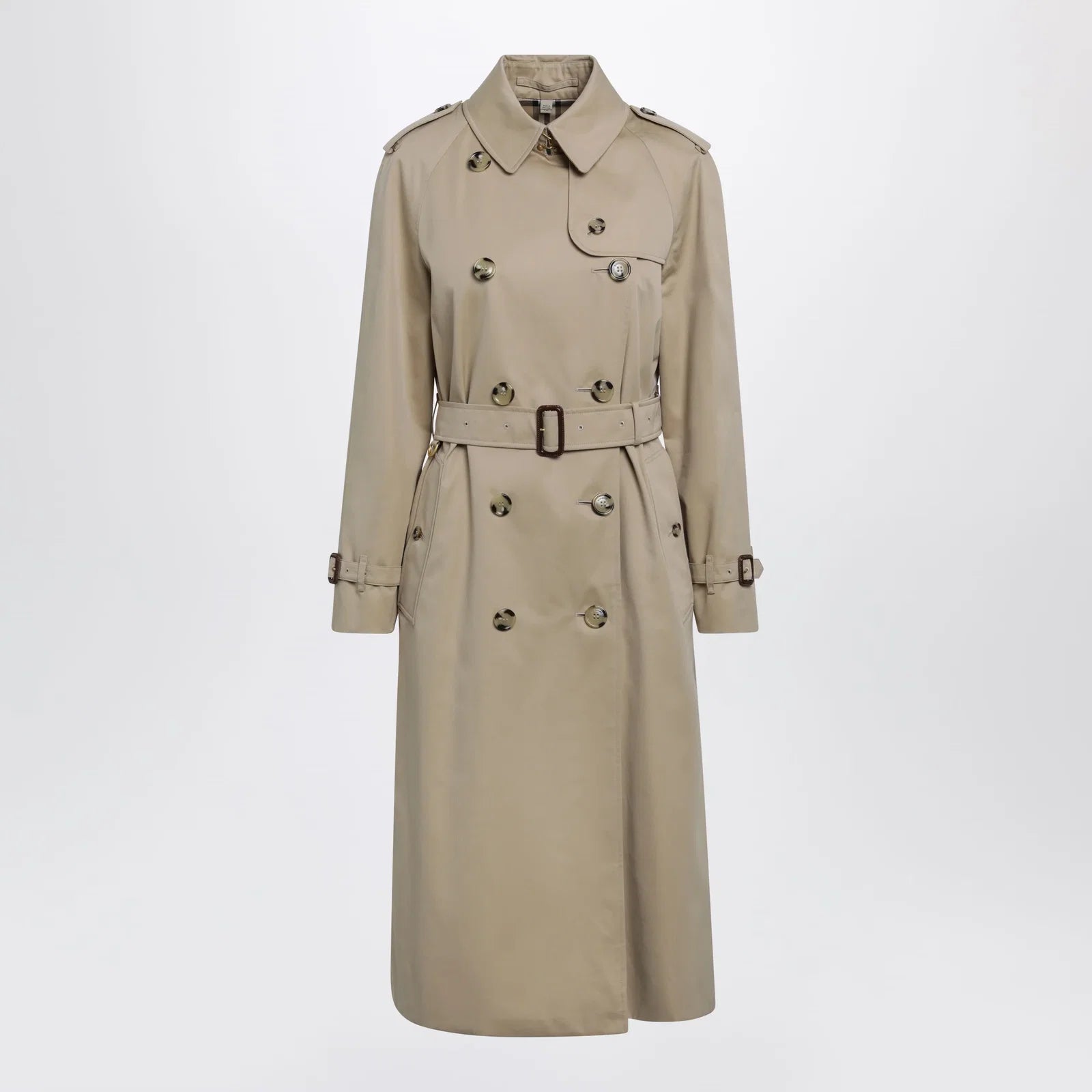 Burberry Waterloo long cotton gabardine trench coat in honey