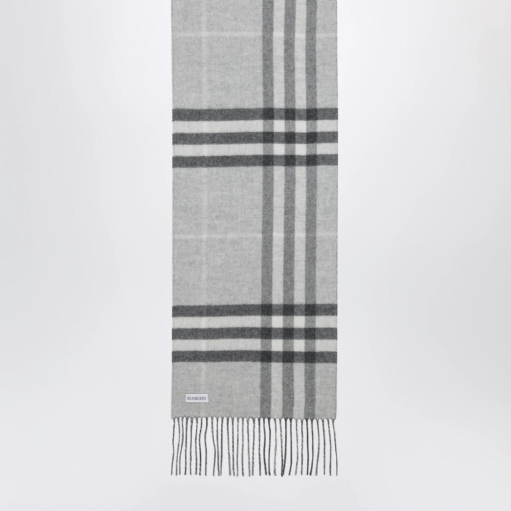 Burberry Reversible Check cashmere scarf with EKD in grey