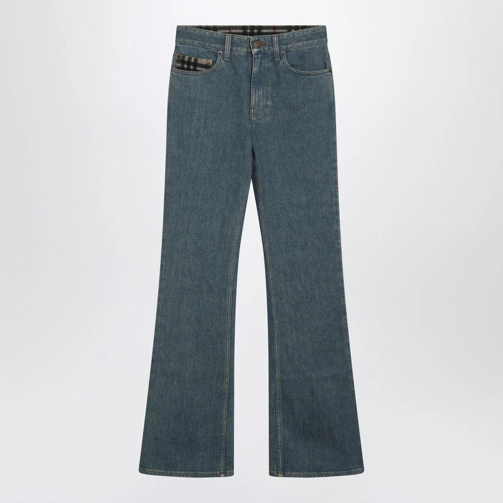 Burberry Mid-blue jeans with Check-pattern pocket