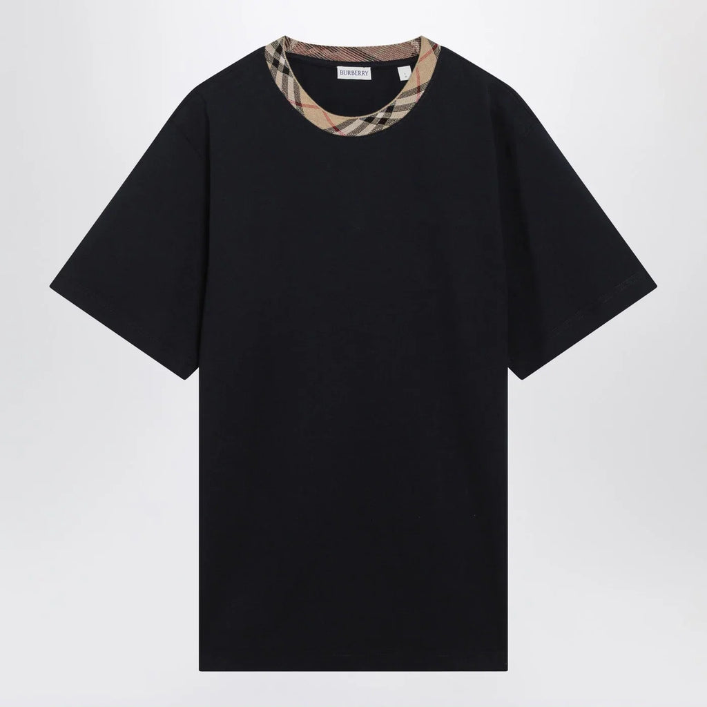Burberry Navy T-shirt with Check trims
