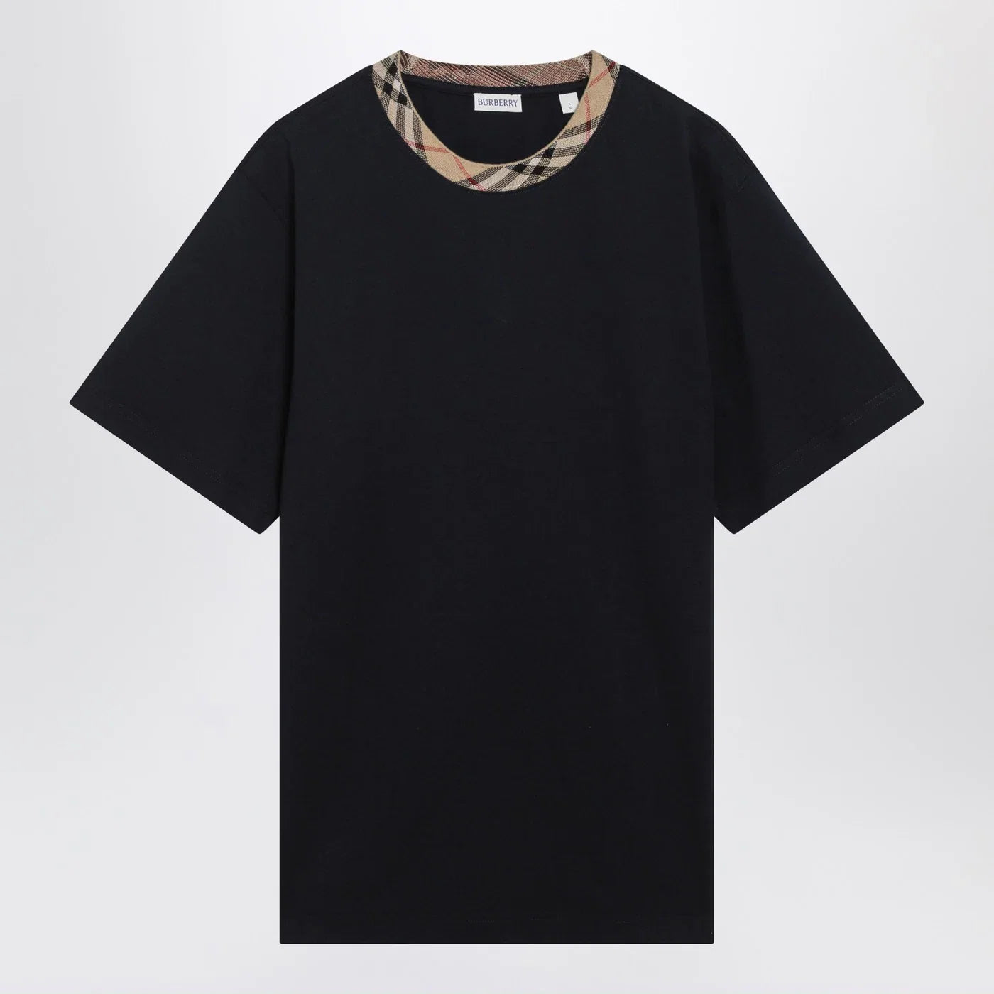 Burberry Navy T-shirt with Check trims