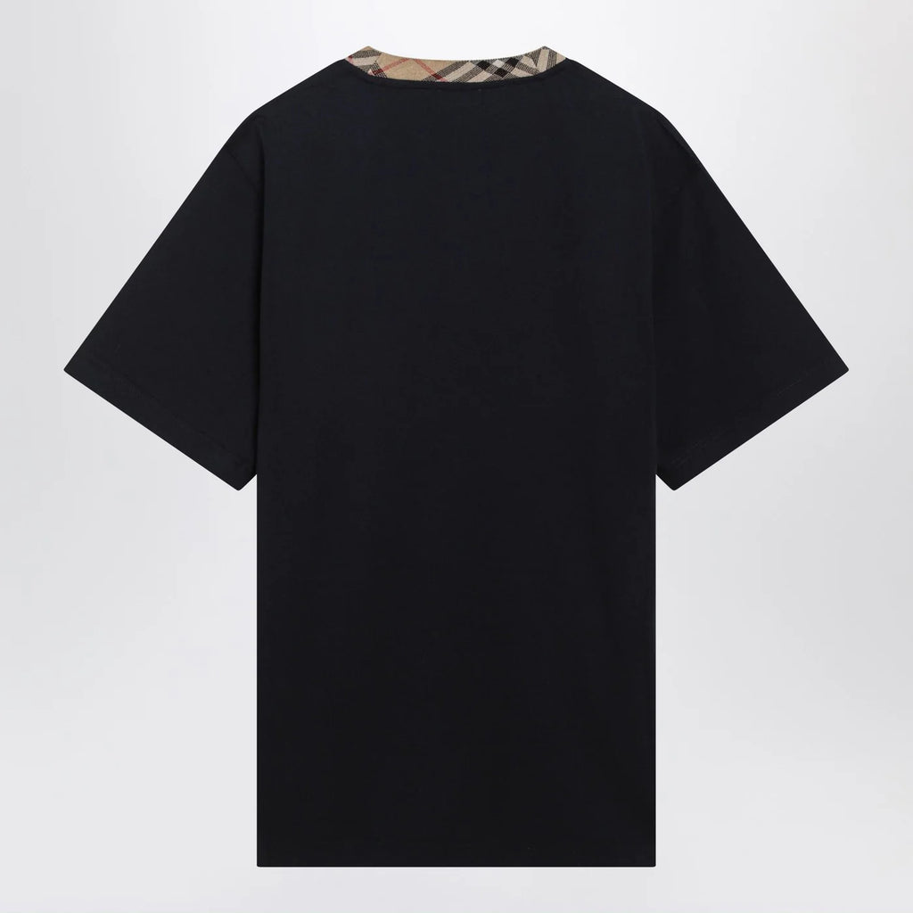Burberry Navy T-shirt with Check trims