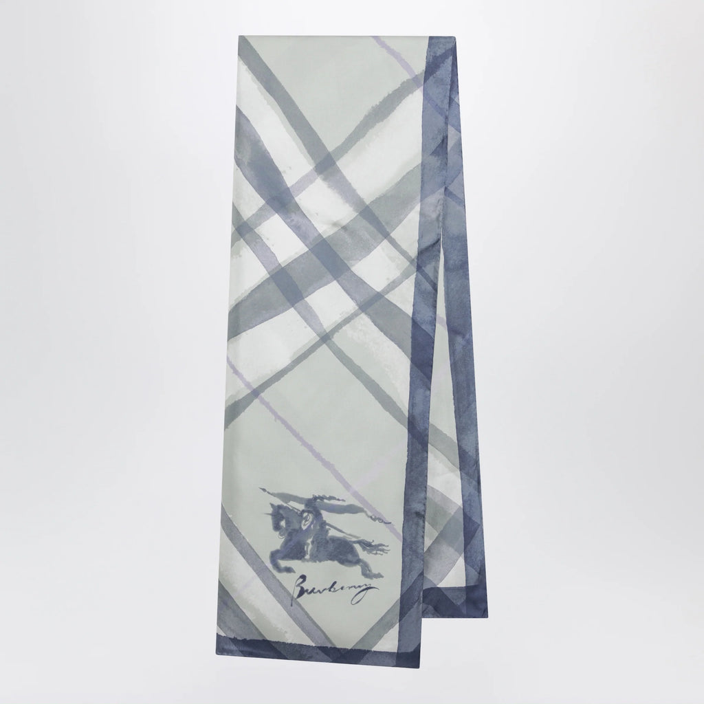 Burberry Large watercolour Check silk scarf in green