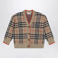 Burberry Beige wool cardigan with Check motif