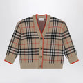 Burberry Beige wool cardigan with Check motif