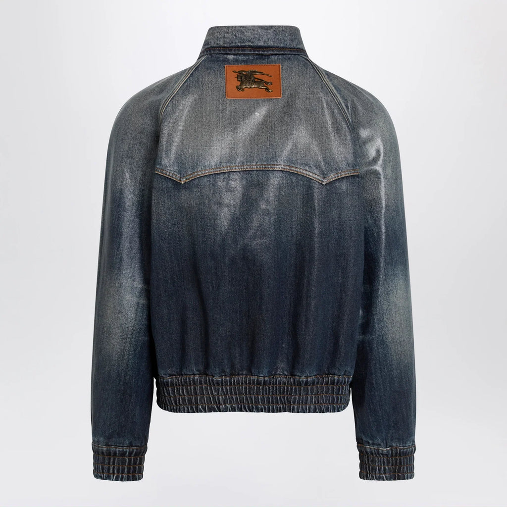 Burberry Coated denim aviator jacket in mid blue
