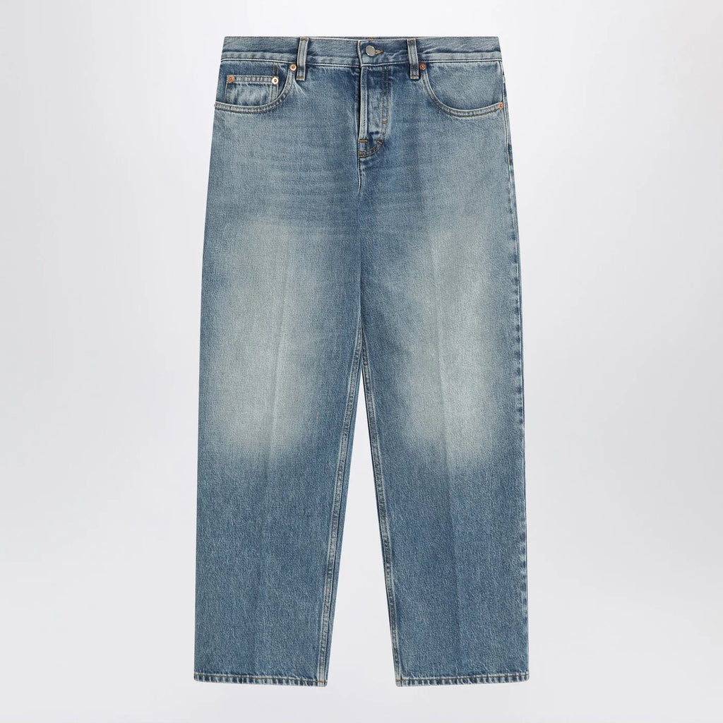 GUCCI Straight light blue jeans with faded effect