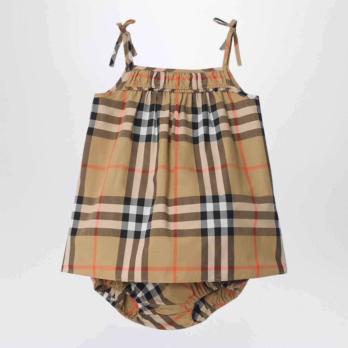 Burberry Beige dress and bloomer shorts set with Check pattern