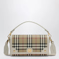 Burberry Note small shoulder bag in coated cotton beige