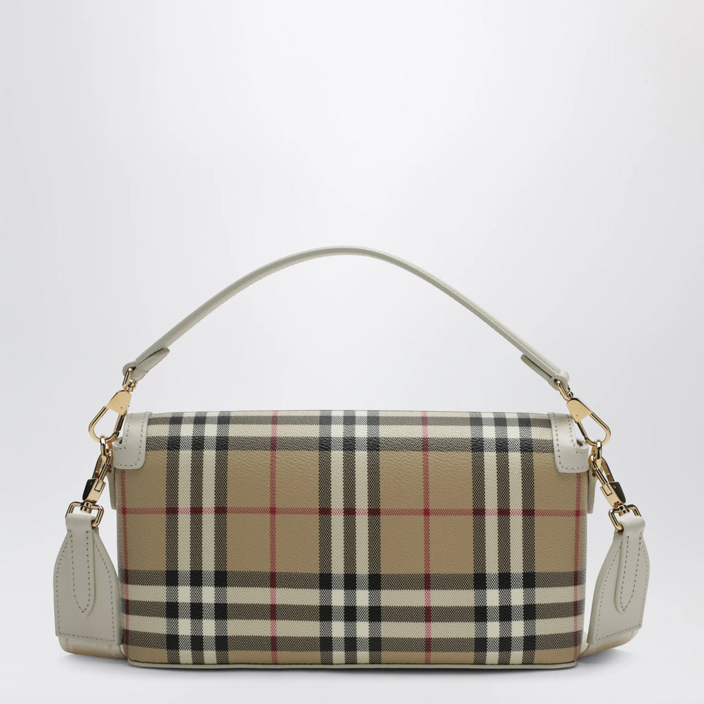 Burberry Note small shoulder bag in coated cotton beige