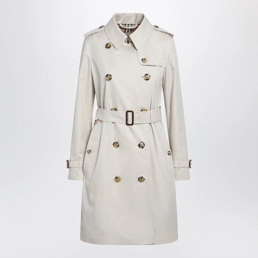 Burberry Kensington mid-length tropical gabardine trench coat, beige