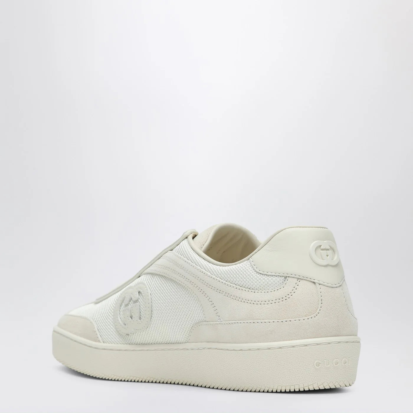 GUCCI Sneakers with GG cross in white leather and mesh