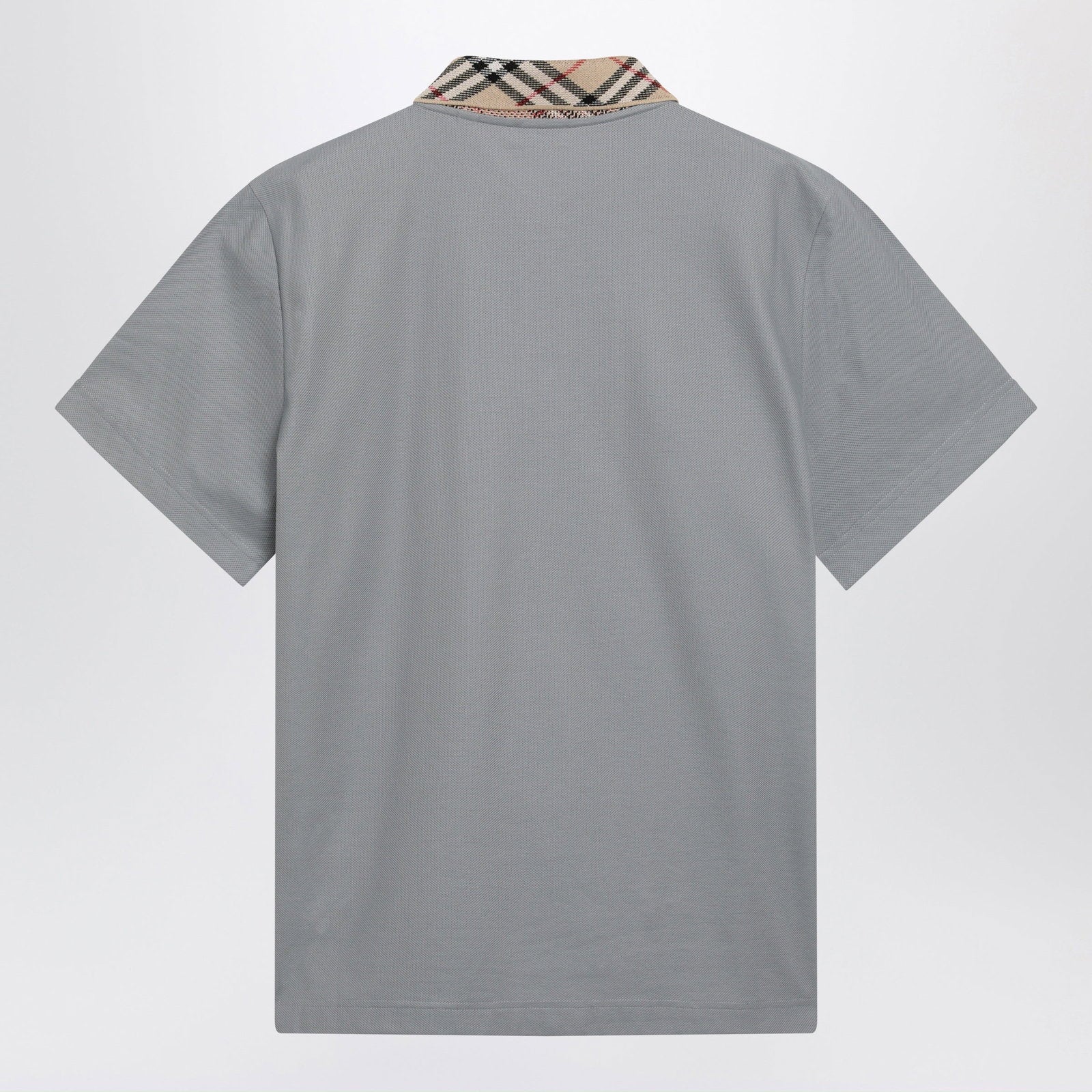 Burberry Grey cotton polo with Check collar