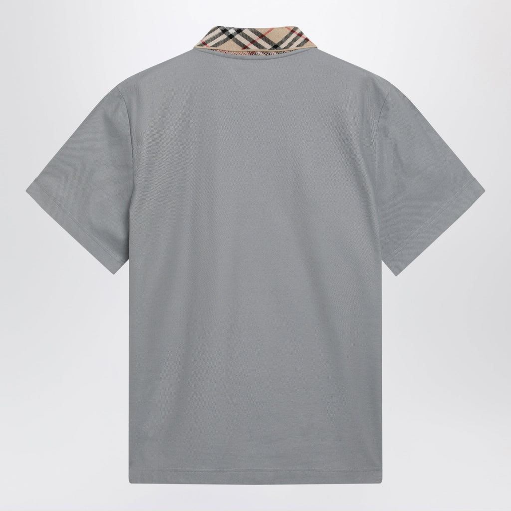 Burberry Grey cotton polo with Check collar