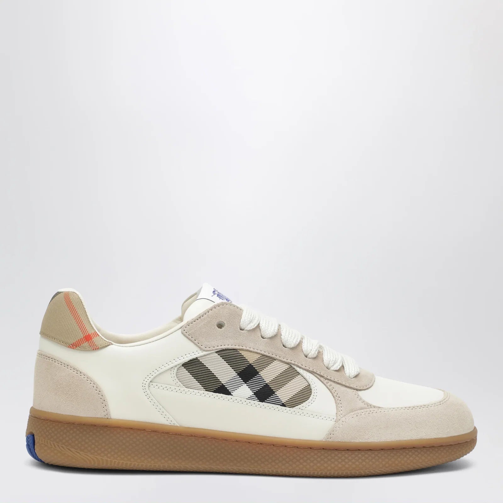Burberry Terrace leather and suede sneakers with beige check