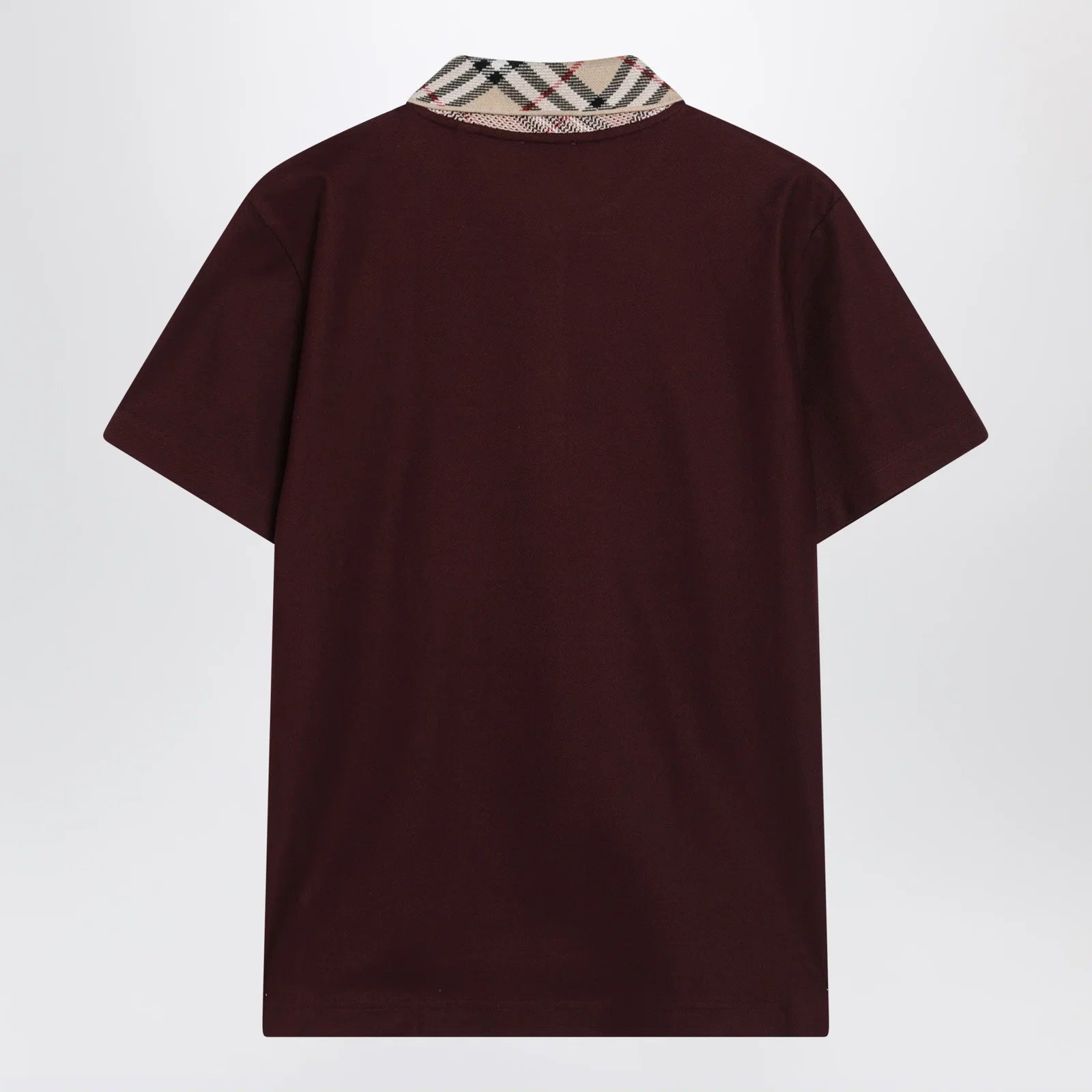 Burberry Cotton polo shirt with Check collar in vineyard red