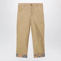 Burberry Beige cuffed trousers with Check motif