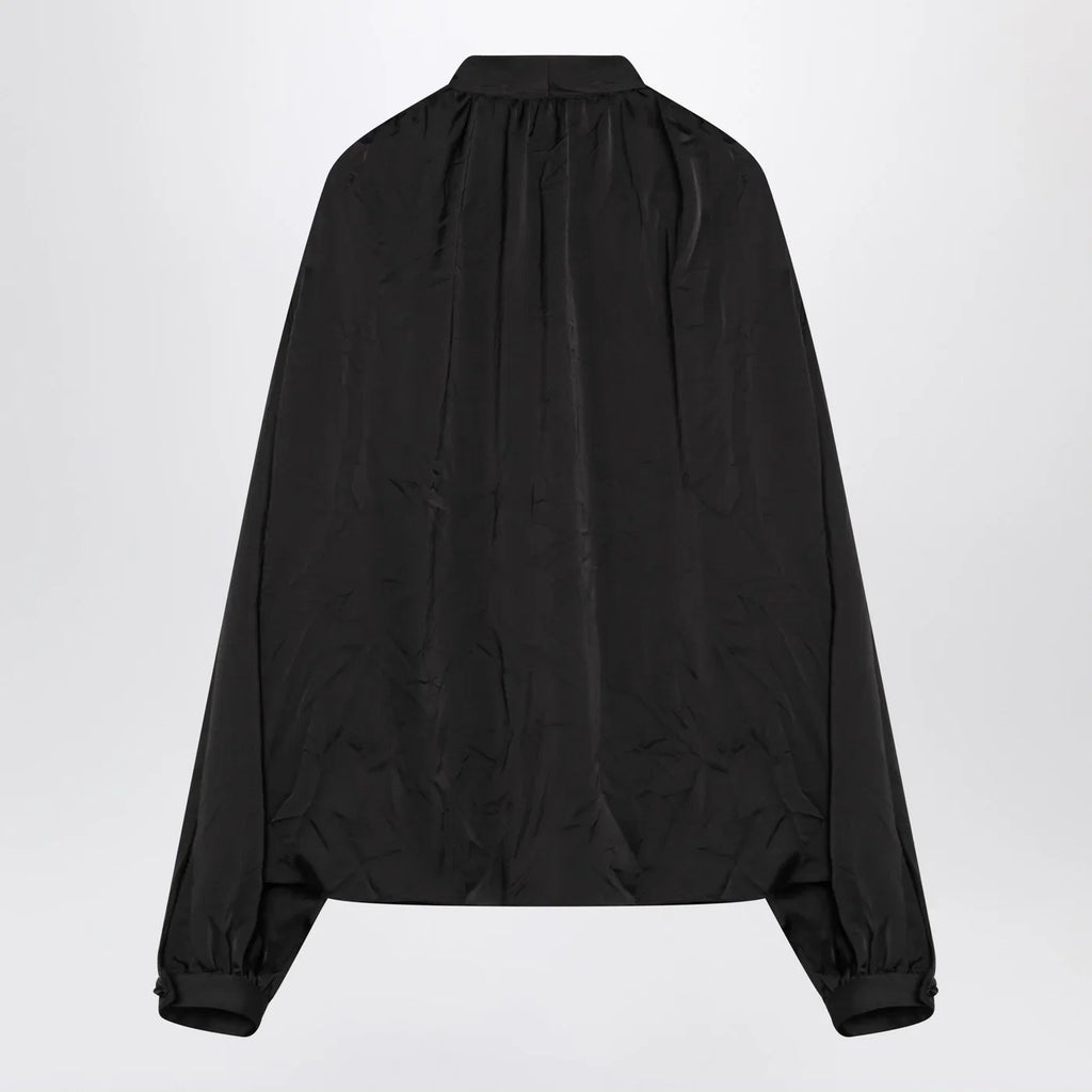 Balenciaga Black satin blouse with bow