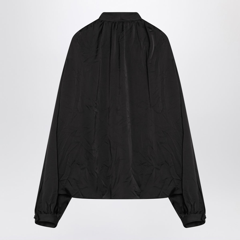 Balenciaga Black satin blouse with bow