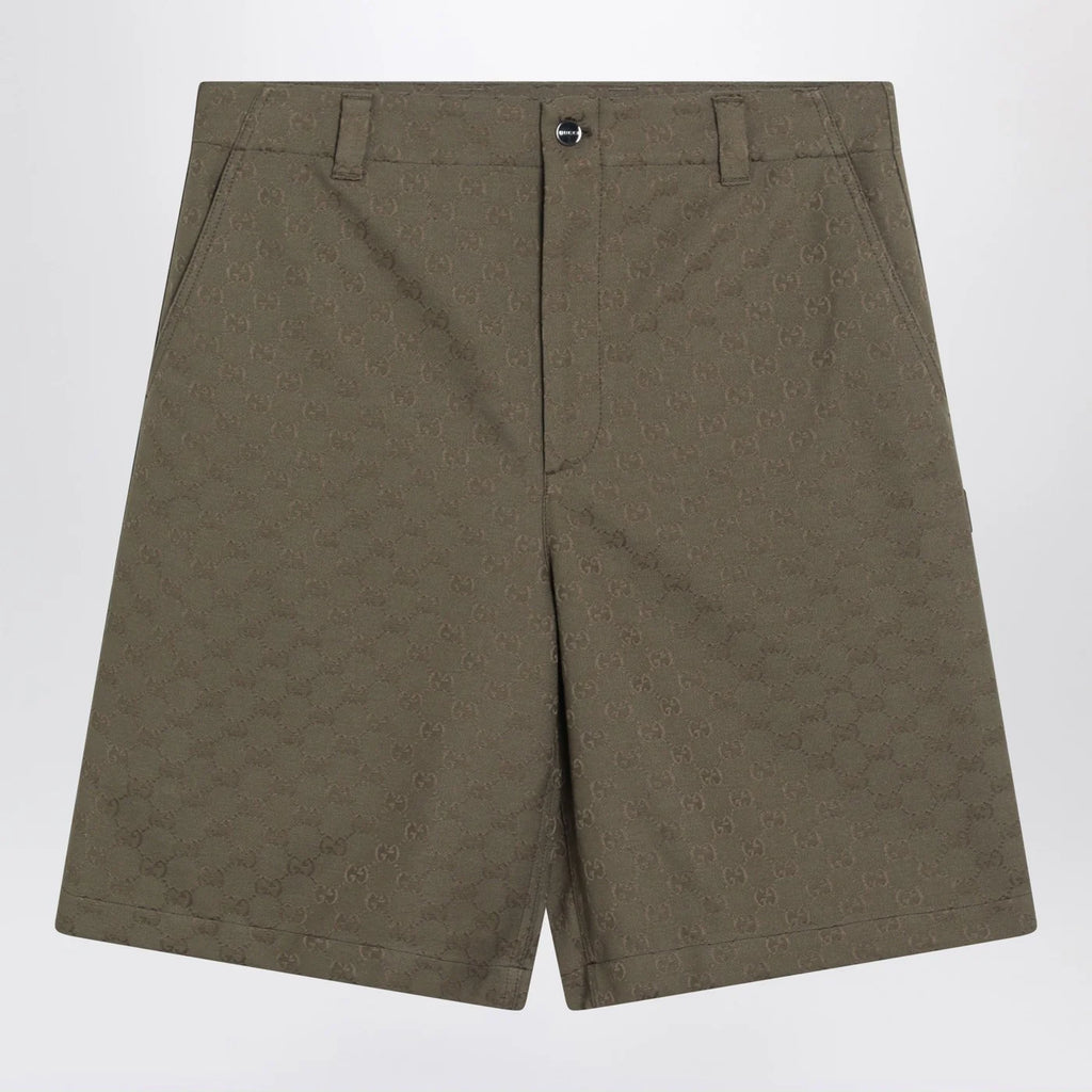 GUCCI Forest green Bermuda shorts in GG fabric