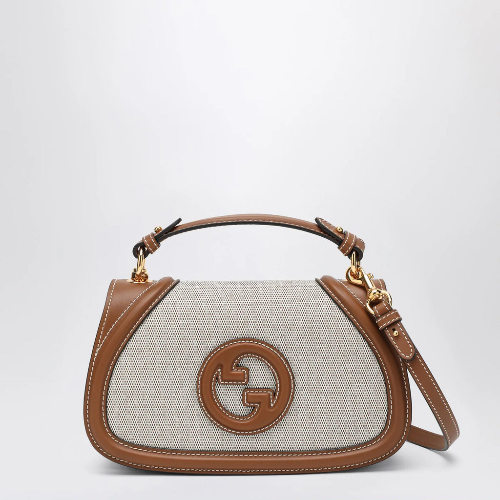 GUCCI Blondie medium minus bag in fabric and brown leather