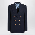 GUCCI Double-breasted blue jacket in cotton