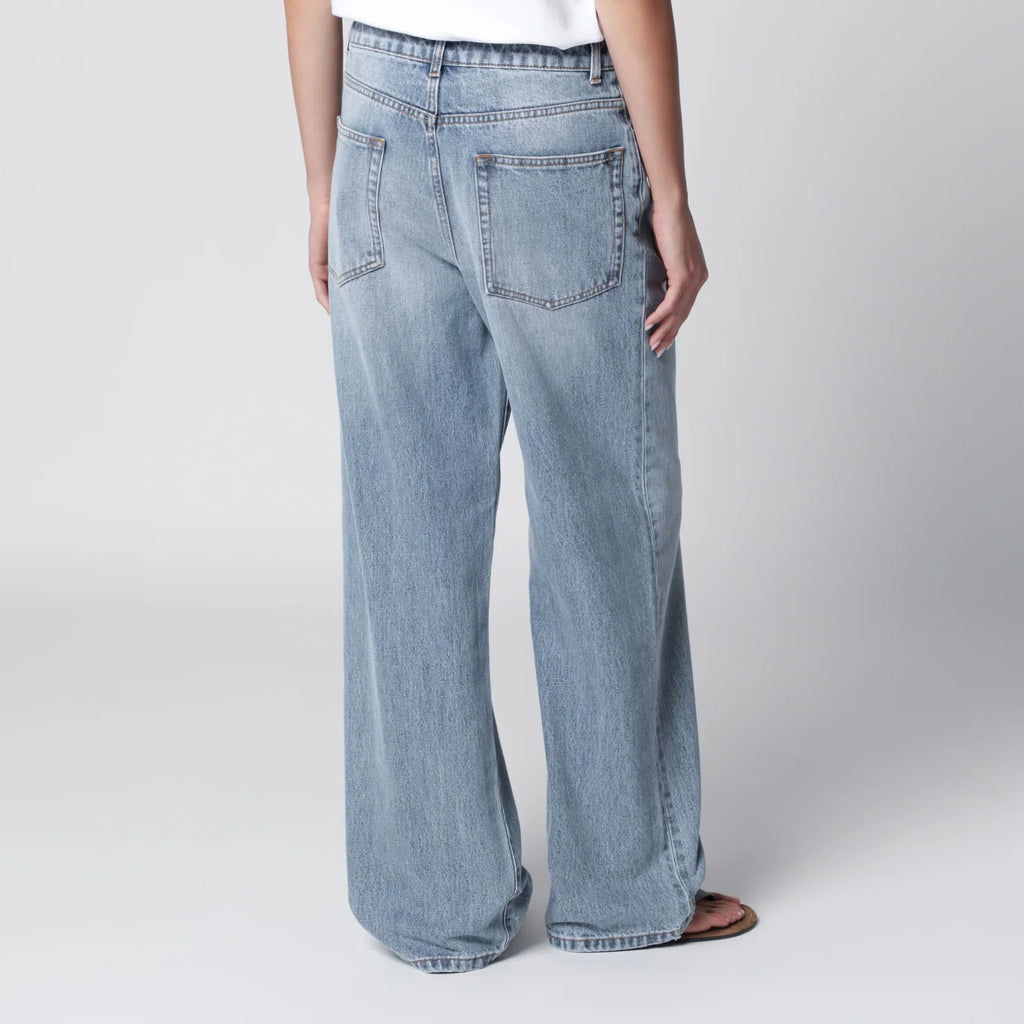 Róhe Blue Washed-Effect Bruun Wide-Leg Jeans