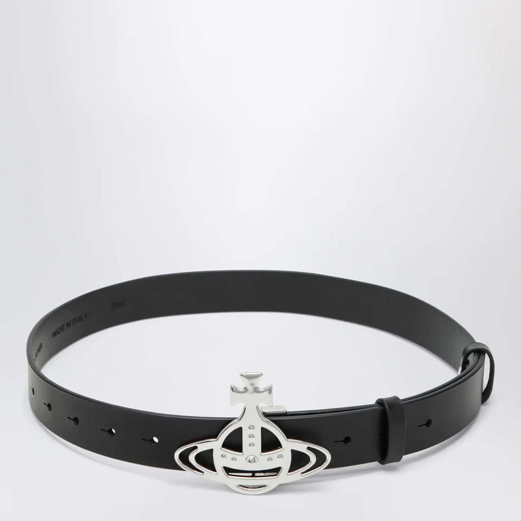 Vivienne Westwood Leather belt with Orb buckle in black